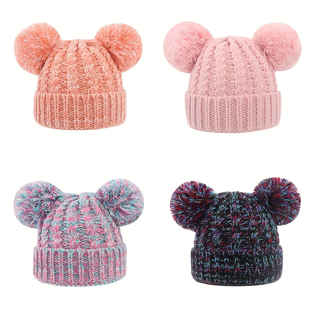 Children's Wool Ball Windproof Knitted Hat for Winter