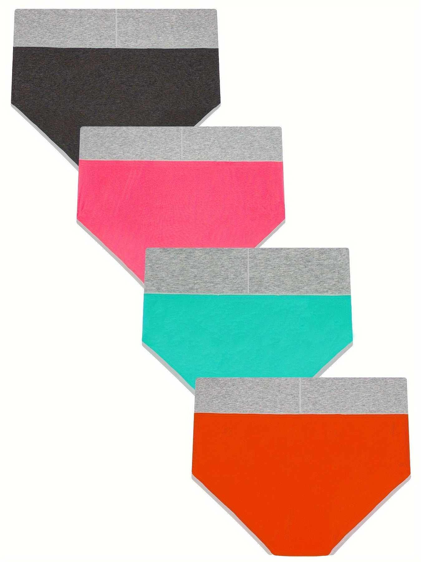 4pcs Colorblock Stretch Briefs High Waist Panties Women's Lingerie