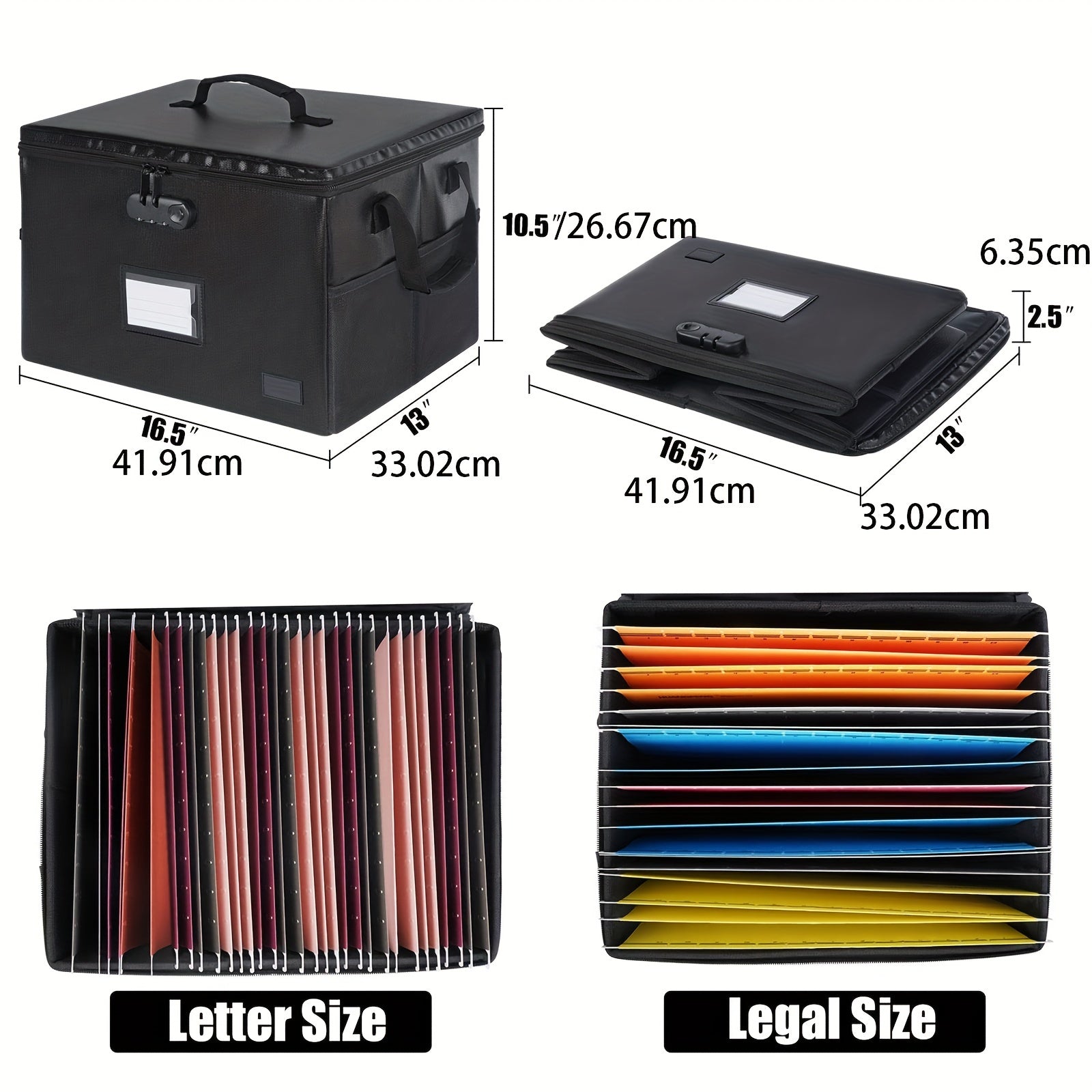 Fireproof Document Box Water Resistant File Organizer Box