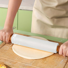 Silicone & Wood Rolling Pin Non Stick Dough Roller Kitchen Utensil