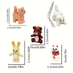 Small Building Blocks Persian Cat Toy Rabbit Doll Lucky Cat Scene Assem