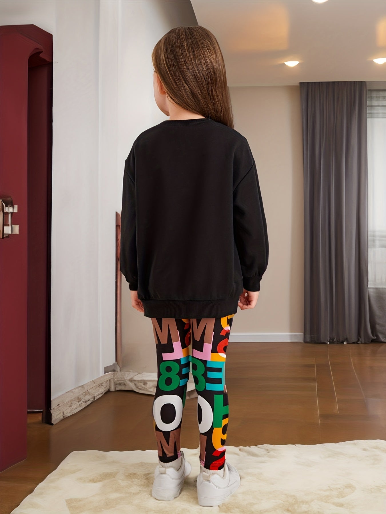 Girl's 2pcs Sweatshirt & Leggings Set Casual Outfits Kids Clothes
