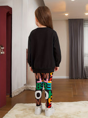 Girl's 2pcs Sweatshirt & Leggings Set Casual Outfits Kids Clothes