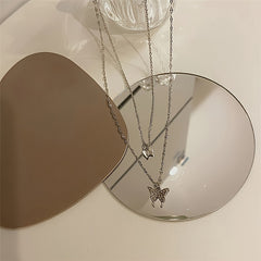 Butterfly Necklace Double Layer Clavicle Chain Jewelry Gift