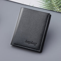 Men's Short Lychee Pattern Wallet Dollar Clip