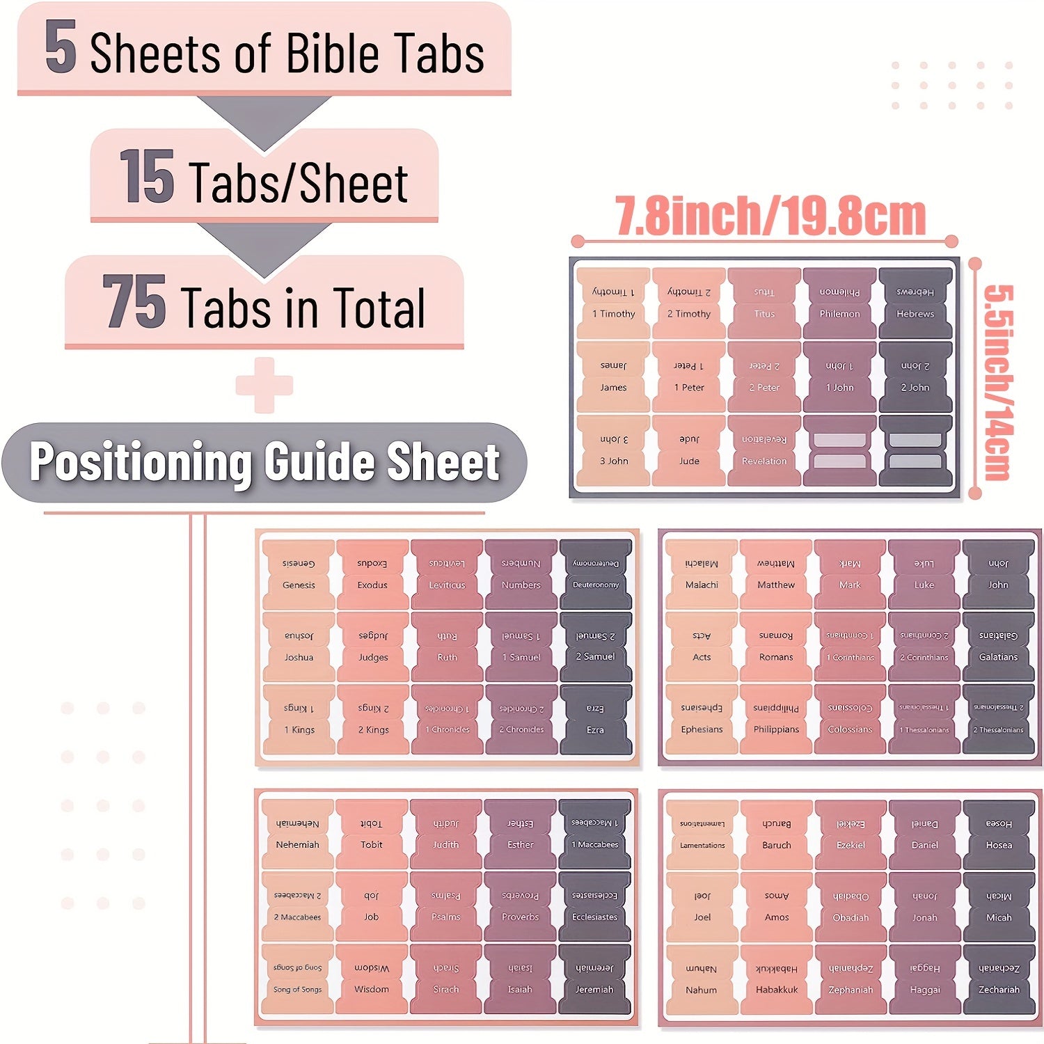 Bible Tabs Sticky Index Tabs 75 Tabs Sunset Shades Vintage Laminated Bible Tabs