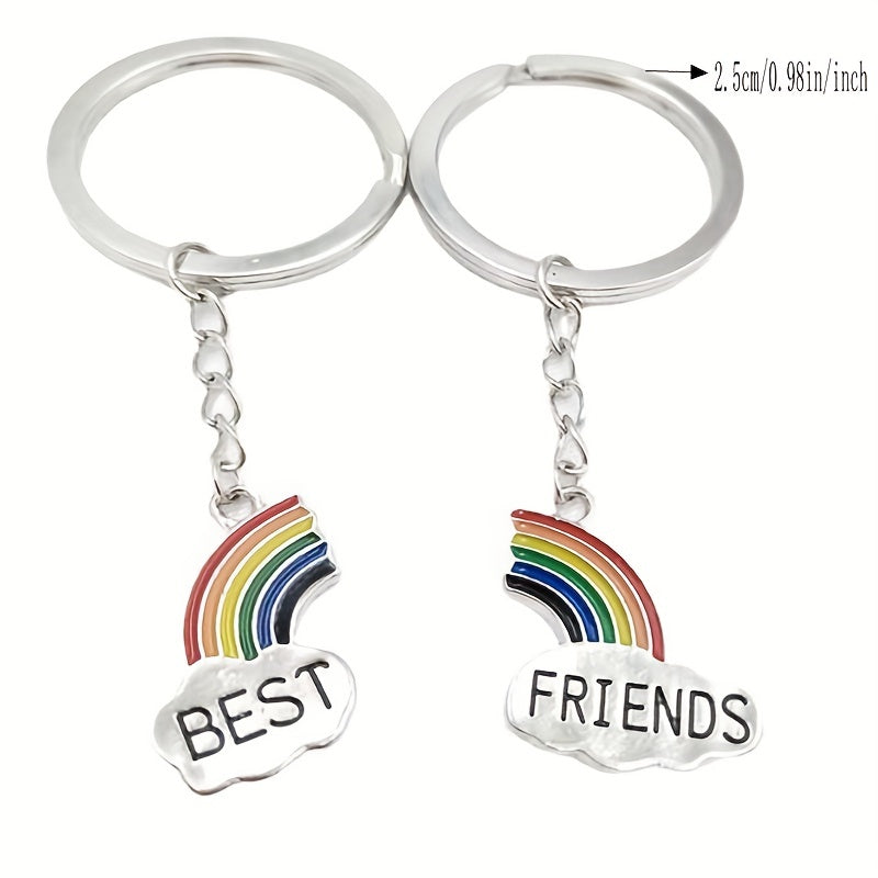 2pcs Rainbow FRIENDS Keychain For Keys Car Key Ring Couple Pendant Key Chains