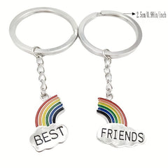 2pcs Rainbow FRIENDS Keychain For Keys Car Key Ring Couple Pendant Key Chains