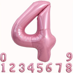40 Inch Macaron Pink Number Balloons 0-9 with Ribbon & Straw