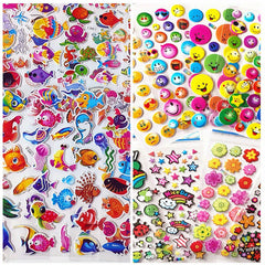 12 Sheets 3D Waterproof Cartoon Stickers for Kids Toddlers Boys Girls