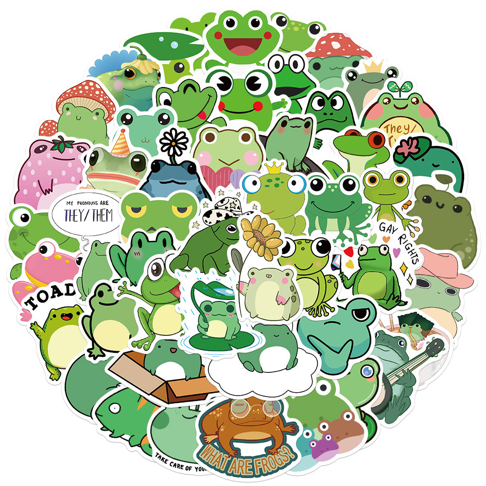 Adorable Frog Stickers for Laptop Motorcycle Decor (50-100pcs)