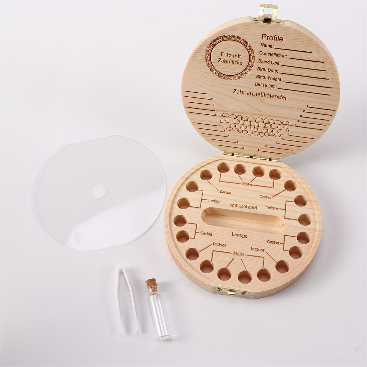 Kids Tooth Storage Box, Milk Teeth Wood Organizer