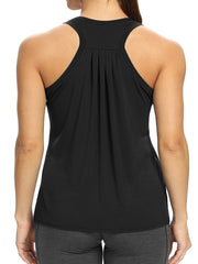 Sporty Tank Top Women's Plus Round Neck Cut Out Stretch Tank Top