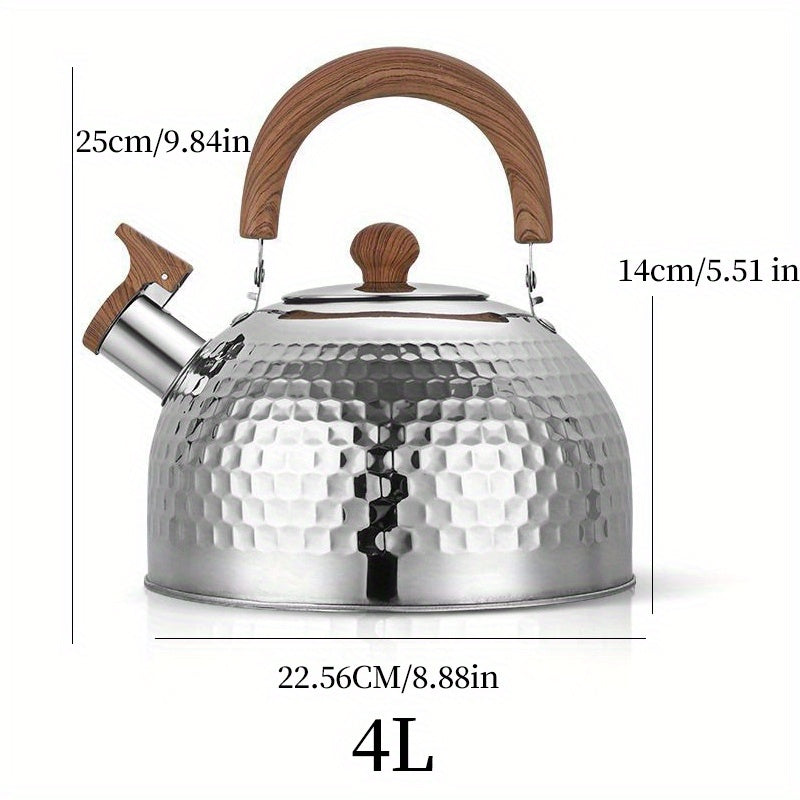 Large Capacity Stainless Steel Whistle Kettle, 2-4L, Induction Compatible