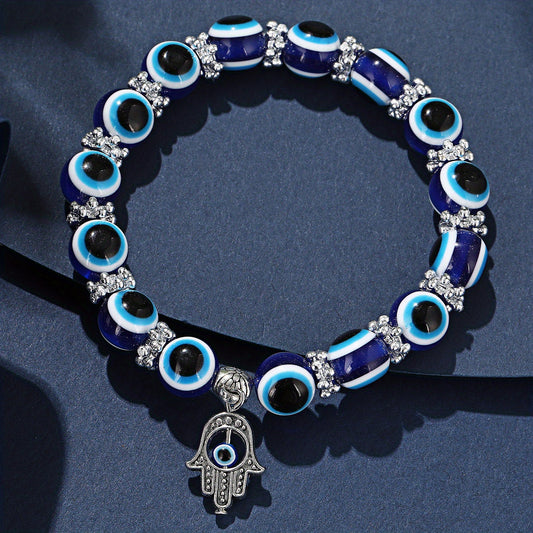Royal Devil's Eye Beaded Palm Eye Pendant Bracelet Gift