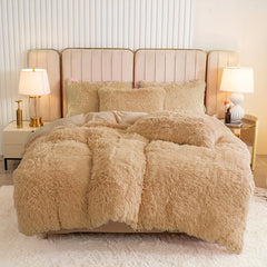 3pcs Multicolor Plush Duvet Cover Set Soft And Warm Bedding
