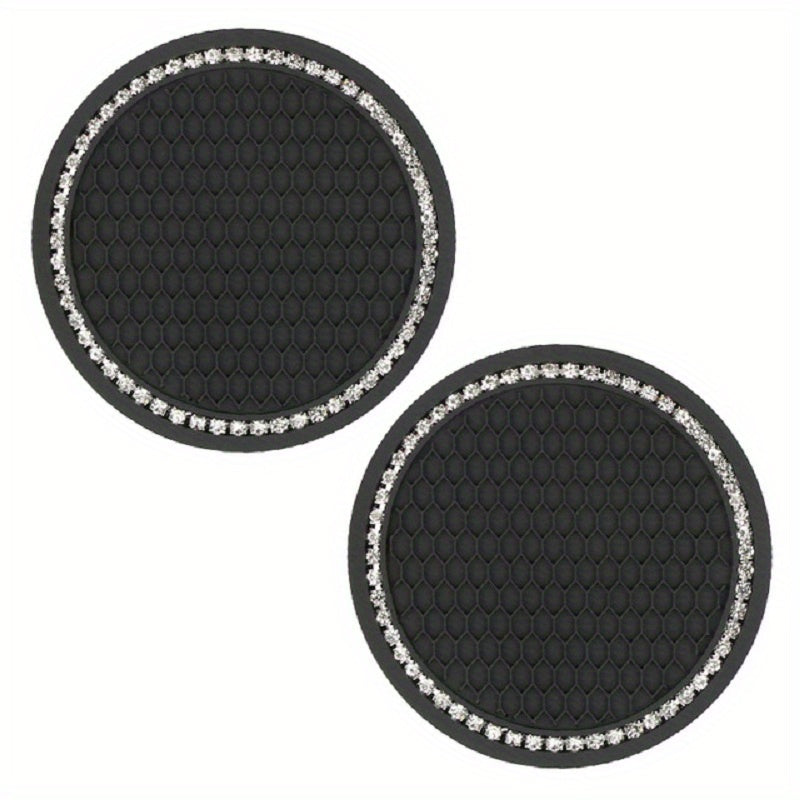 2Pcs Car Diamond Coaster Cup Holder Mat Auto Interior Decoration