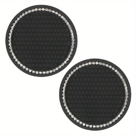 2Pcs Car Diamond Coaster Cup Holder Mat Auto Interior Decoration