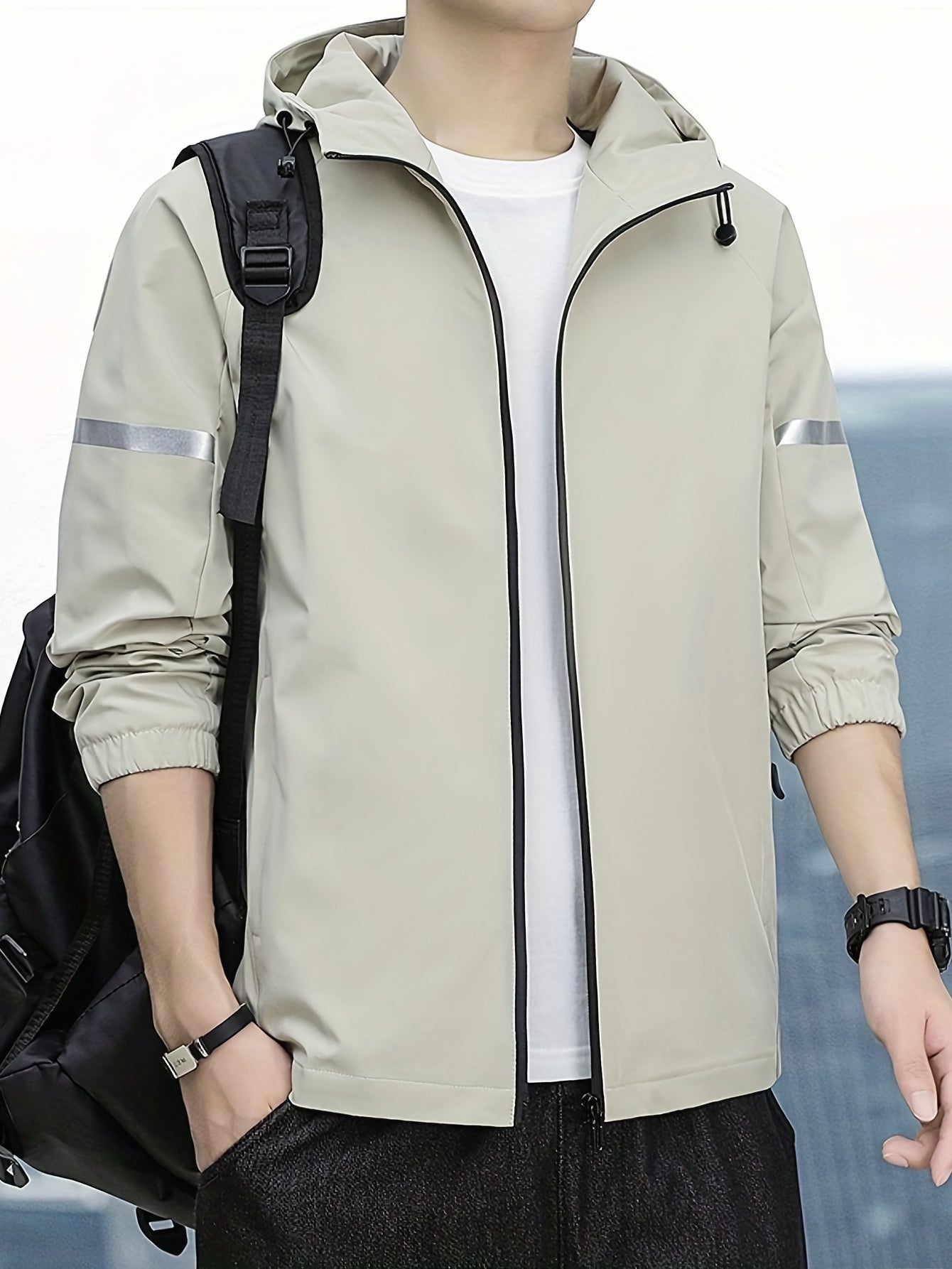 Men's Zip Up Hooded Jacket Windproof Hoodie