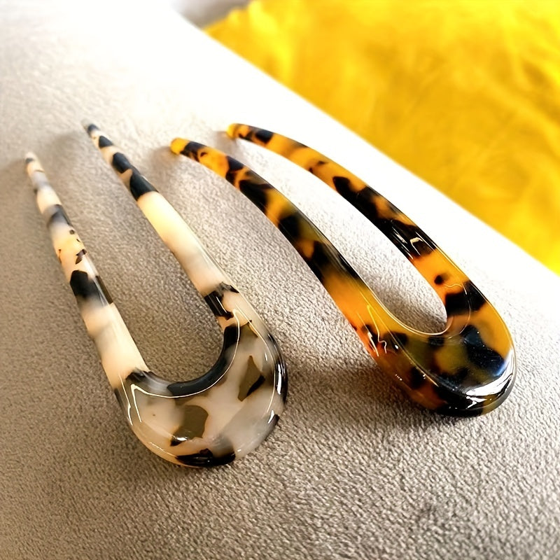 Vintage Chinese Style Acetate U-Shaped Hairpin Women Hair Accessories
