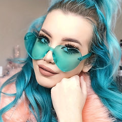Heart Rimless Sunglasses Tinted Lens Glasses Clear Frame Eyewear