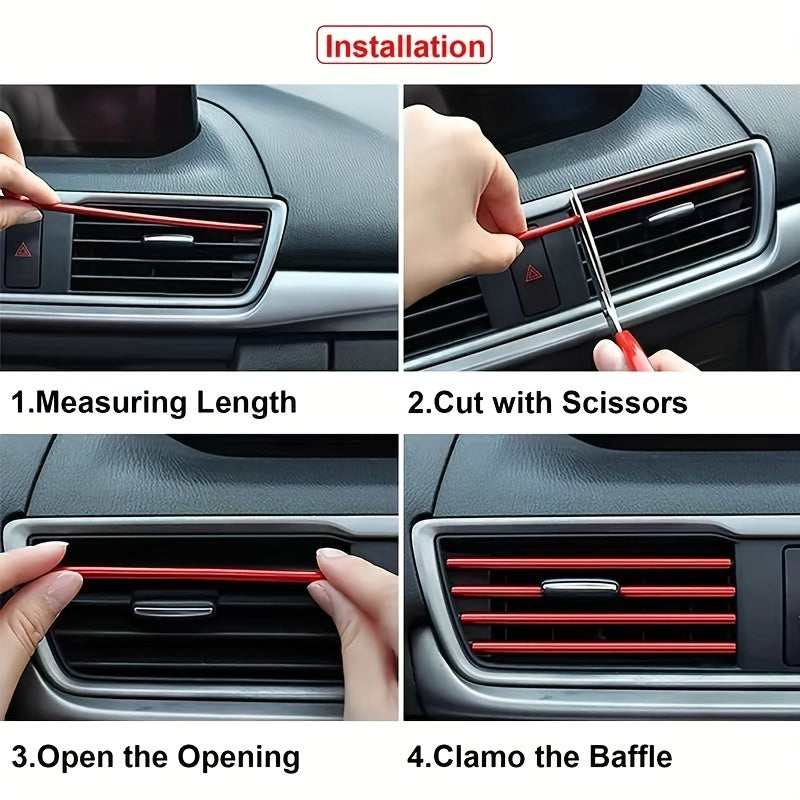 10PCS Car Air Conditioner Outlet Decorative U Shape Moulding Trim Strips