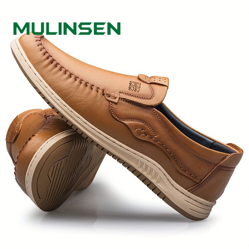 Men's PU Leather Loafer Shoes Stitch Detail Slip On Comfy Non slip Shoes