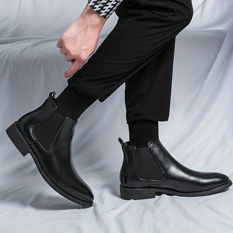 Men's Retro Chelsea Boots Pointed Toe Slip On High Top Boots