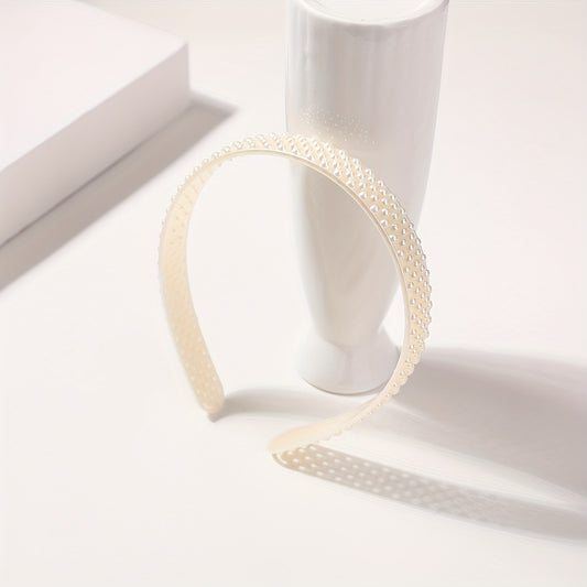 Faux Pearl Headband Wide Bridal Headdress Hair Band Wedding Party