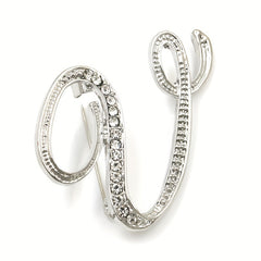 Rhinestone Letter Brooch Pin Alloy Diamond Inlaid Corsage Jewelry