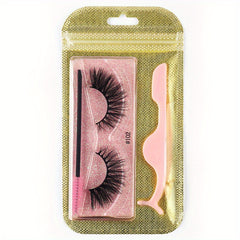 3D Fluffy Curly False Eyelashes Set with Tweezers and Brush