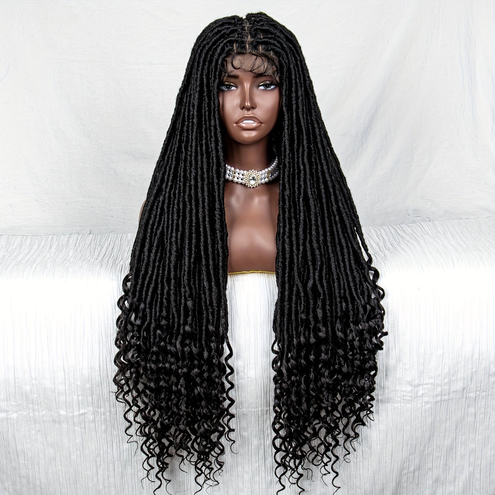 African Braided Spring Twist Lace Wig 86 cm