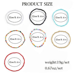 Boho Beaded African Anklets Multicolor Stretch Seed Beads 