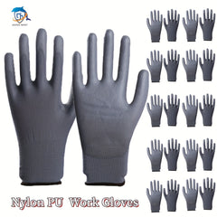 20 Pairs Grey Nylon PU Gloves Safety Work Gloves Repair Gloves