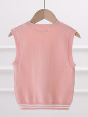 Girls' Flower Embroidered Knit Vest for Autumn/Winter