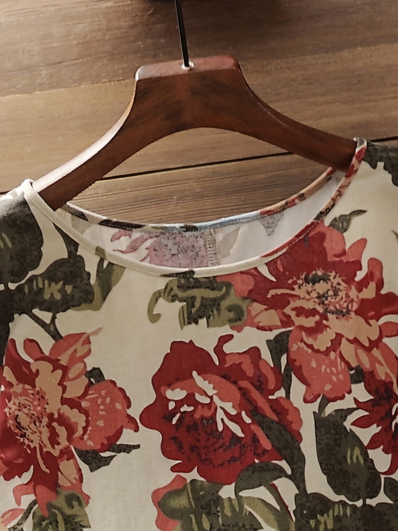  Floral Print Short Sleeve Round Neck Dress