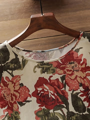  Floral Print Short Sleeve Round Neck Dress