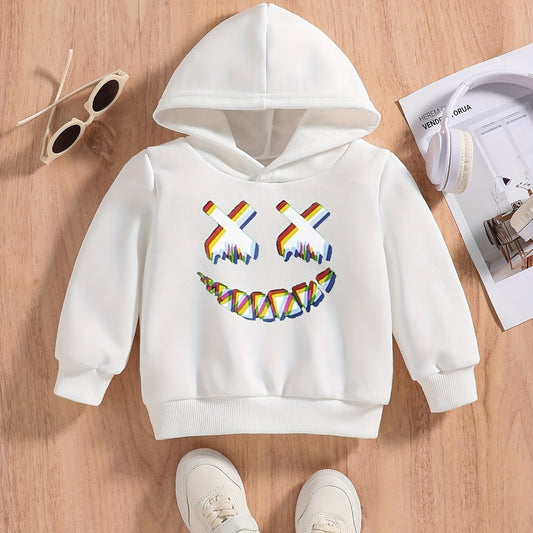 Smiling Print Baby's Hooded Sweatshirt for Spring Fall