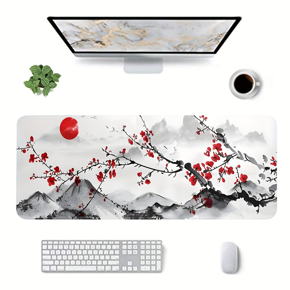 Plum Blossom Ink Painting Large Mouse Pad for Desktop