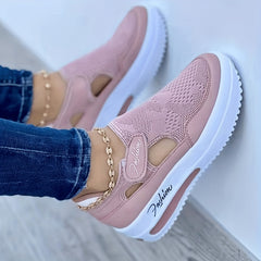 Women's Platform Mesh Sneakers Casual Breathable Hook & Loop Non Slip Flats