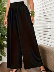 Women's Plus Shirred High Waisted Wide Leg Loose Trousers