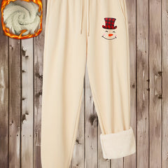  Graphic Print Fleece Harem Pants