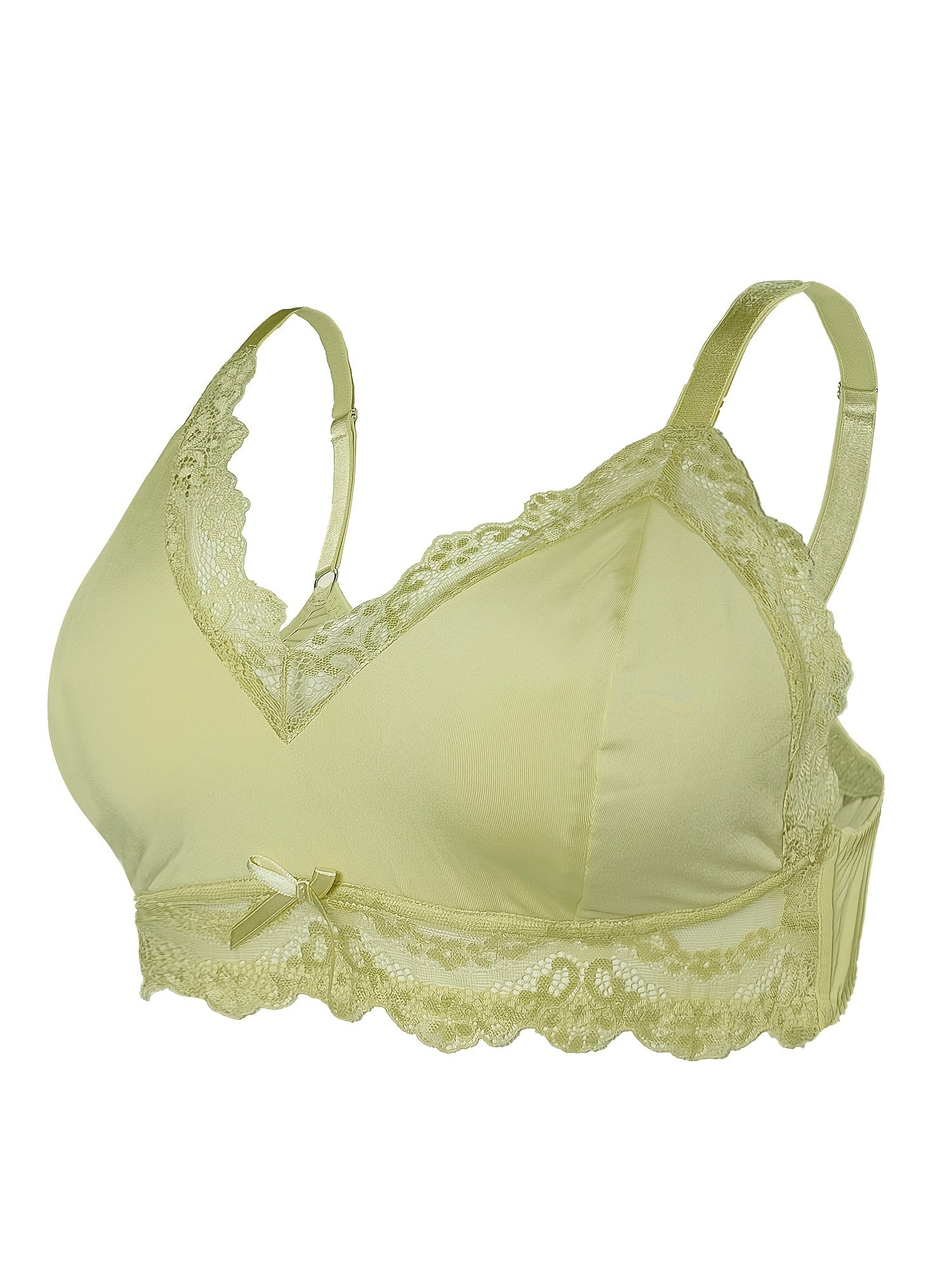 Plus Size Satin Lace Wireless Bralette