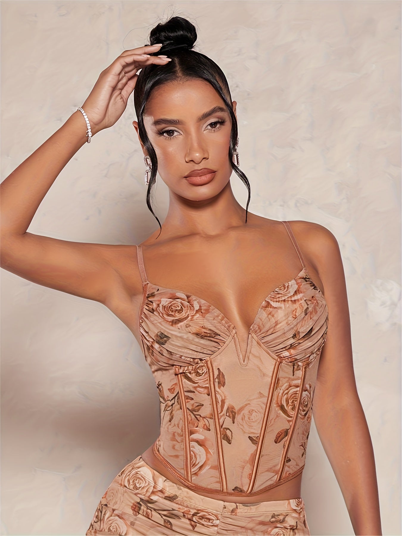 Floral Print Cami Corset Bustier Body Shaper Lingerie
