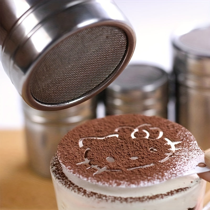 16pcs Cappuccino Shape Coffee Stencils Mesh Shaker Sugar Shaker With Lid