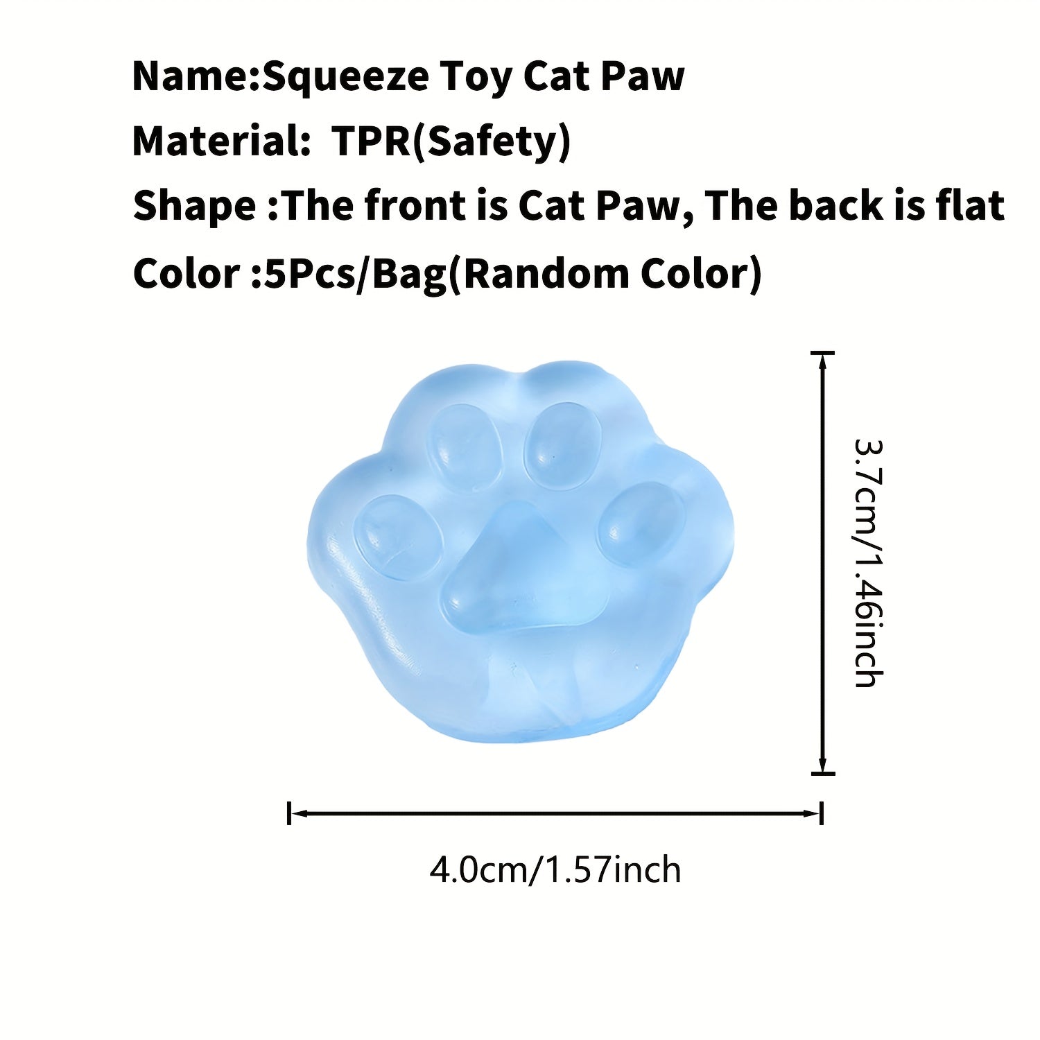 5pcs Cat Paw Stress Relief Fidget Toys Soft Rubber Gummies