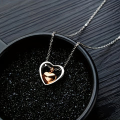 Double Heart Cremation Necklace Stainless Steel Memorial Locket Keepsake