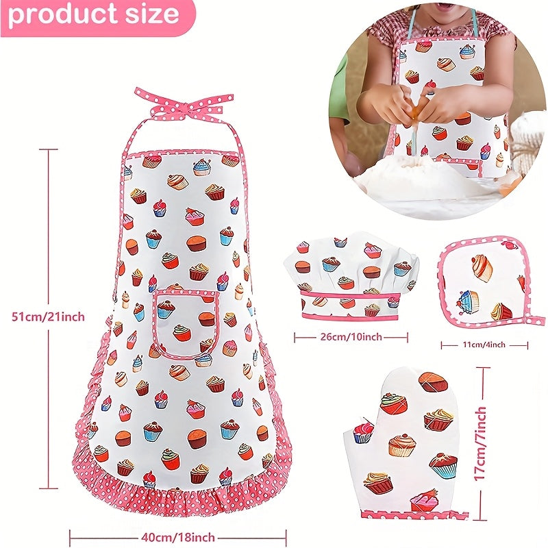 Kids Pretend Kitchen Toy Apron Baking Tool Set Mini Cake Apron