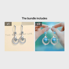 Moon & Star Zircon Drop Earrings, Gift