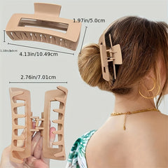 4pcs Hollow Hair Claw Rectangle Shark Claw Style Solid Large Hair Claw